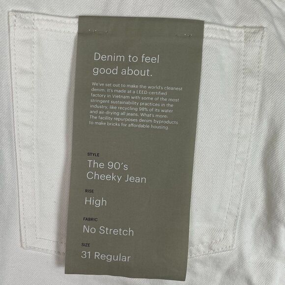 Everlane The 90s Cheeky High Rise Straight Leg Cotton Jean Bone White 31 - Picture 6 of 11